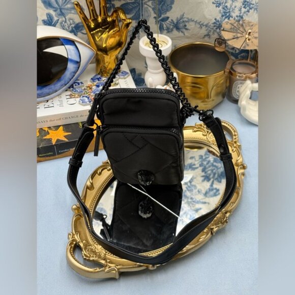🆕 KURT GEIGER LONDON 🧿 NWOT Recycled Nylon XBody Bag Black Drench *NOCOINPURSE - Picture 7 of 15